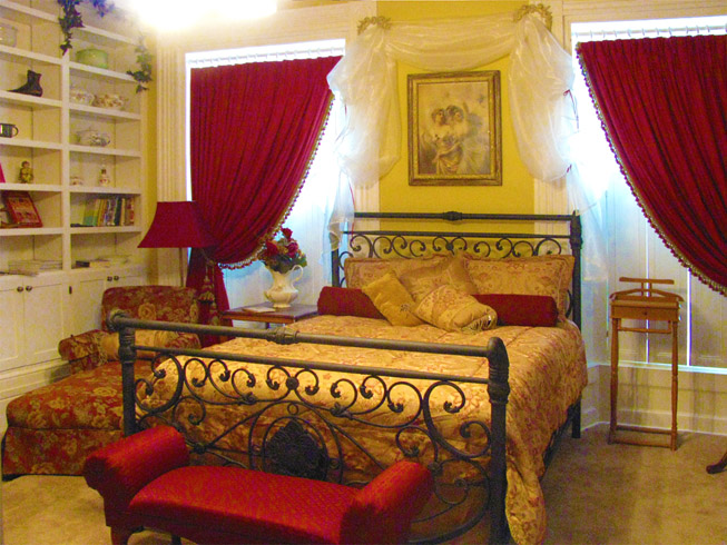 An example bed room at Azalea Manor Bed and Breakfast in Indiana’s Madison Historic District along the Ohio River one mile north of Milton Kentucky